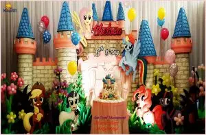 Birthday stage background decoration Disney world theme for kids party