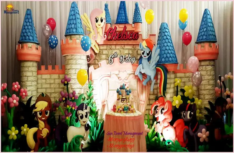 Birthday stage background decoration Disney world theme for kids party